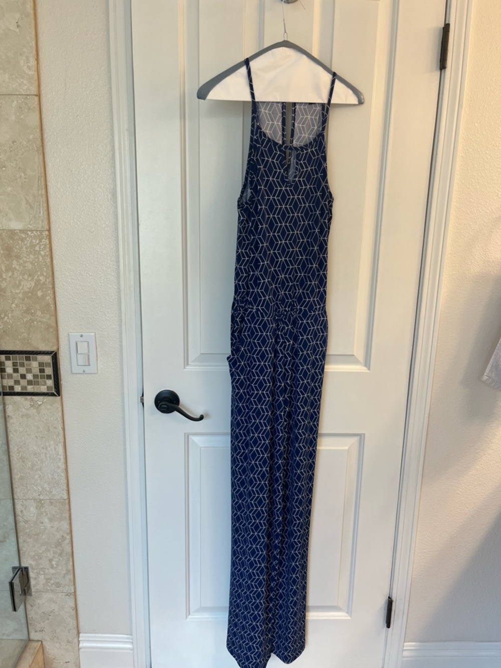 Goldray Navy Geometric Print Jumpsuit Size Small